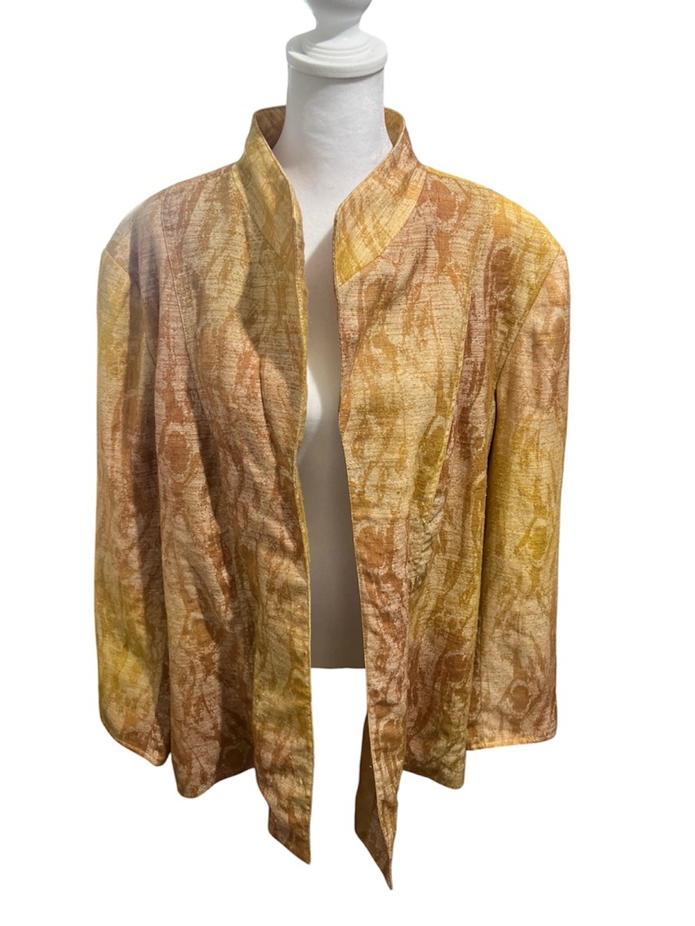 Coldwater Creek Marbled Gold and Tan Open Jacket